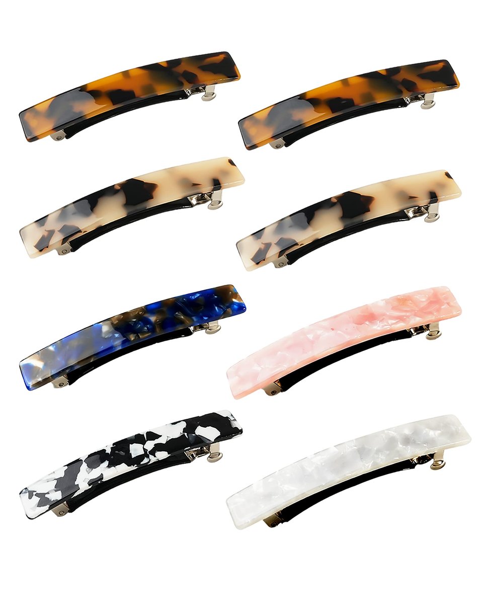 8 Pcs 3 Inch Acetate Hair Barrettes for Women – No Slip Tortoise Shell Clips for Fine, Thin & Thick Hair - görsel 1