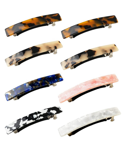 8 Pcs 3 Inch Acetate Hair Barrettes for Women – No Slip Tortoise Shell Clips for Fine, Thin & Thick Hair