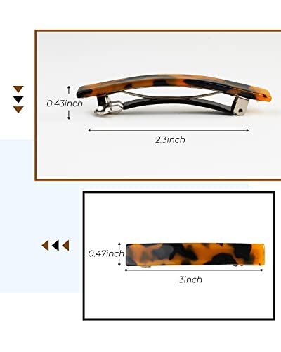 8 Pcs 3 Inch Acetate Hair Barrettes for Women – No Slip Tortoise Shell Clips for Fine, Thin & Thick Hair