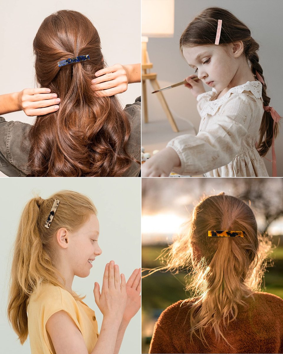8 Pcs 3 Inch Acetate Hair Barrettes for Women – No Slip Tortoise Shell Clips for Fine, Thin & Thick Hair - görsel 9