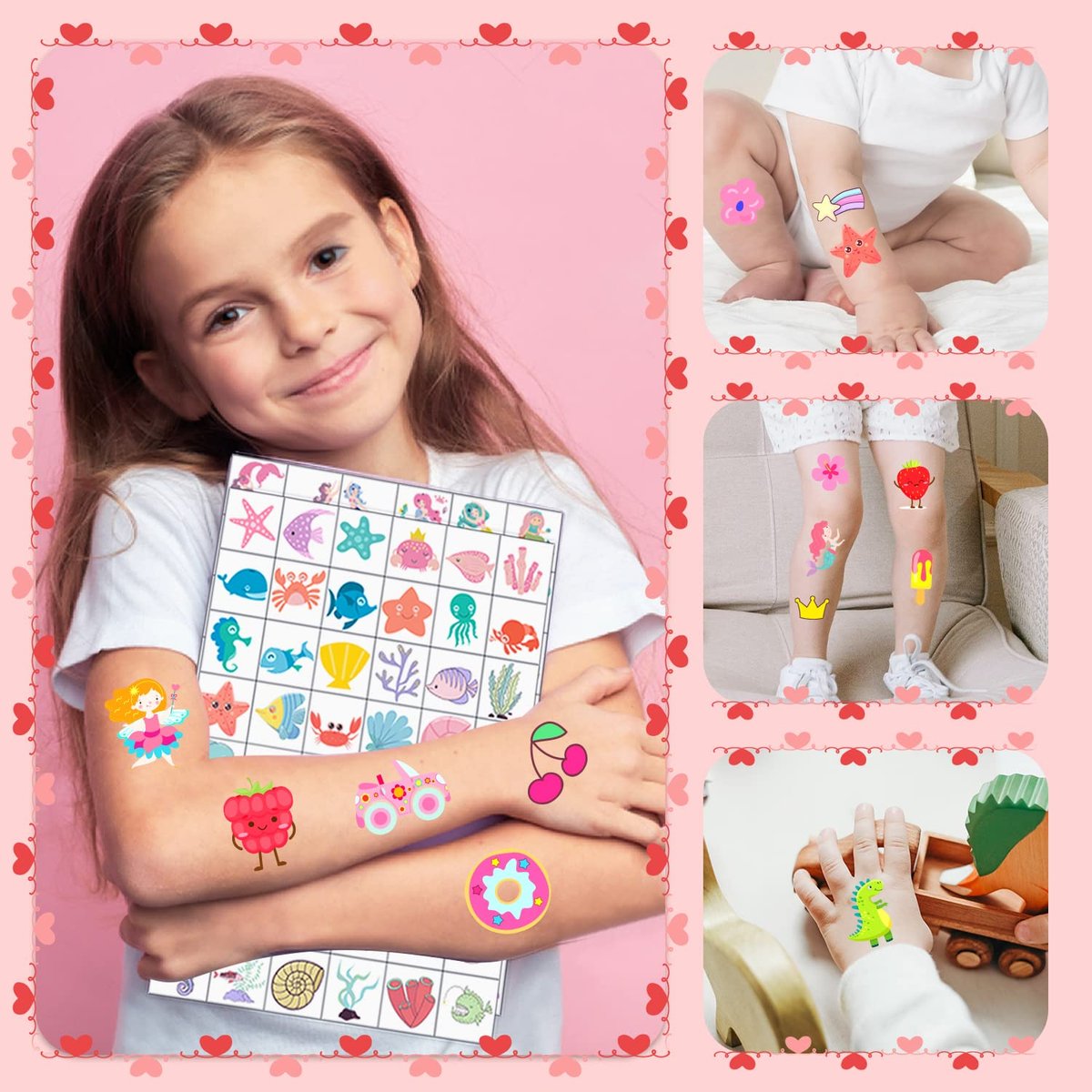960 PCS Individually Wrapped Temporary Tattoos for Kids Bulk – Cute Fake Tattoo Stickers for Birthday Party Favors & Christmas Games (20 Sheets) Avelisse