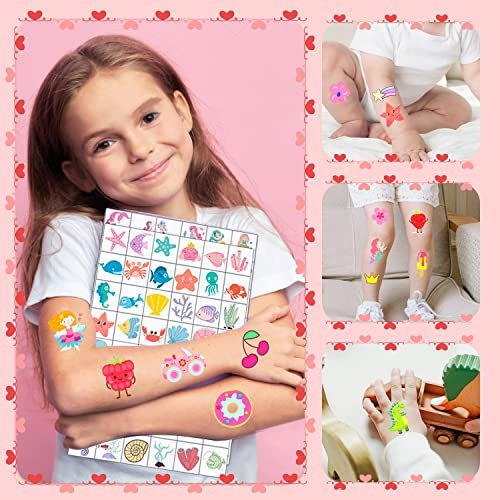 960 PCS Individually Wrapped Temporary Tattoos for Kids Bulk – Cute Fake Tattoo Stickers for Birthday Party Favors & Christmas Games (20 Sheets) Avelisse