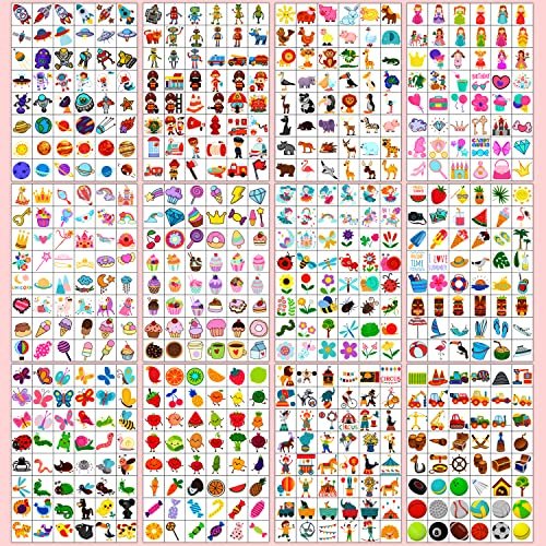 960 PCS Individually Wrapped Temporary Tattoos for Kids Bulk – Cute Fake Tattoo Stickers for Birthday Party Favors & Christmas Games (20 Sheets) Avelisse
