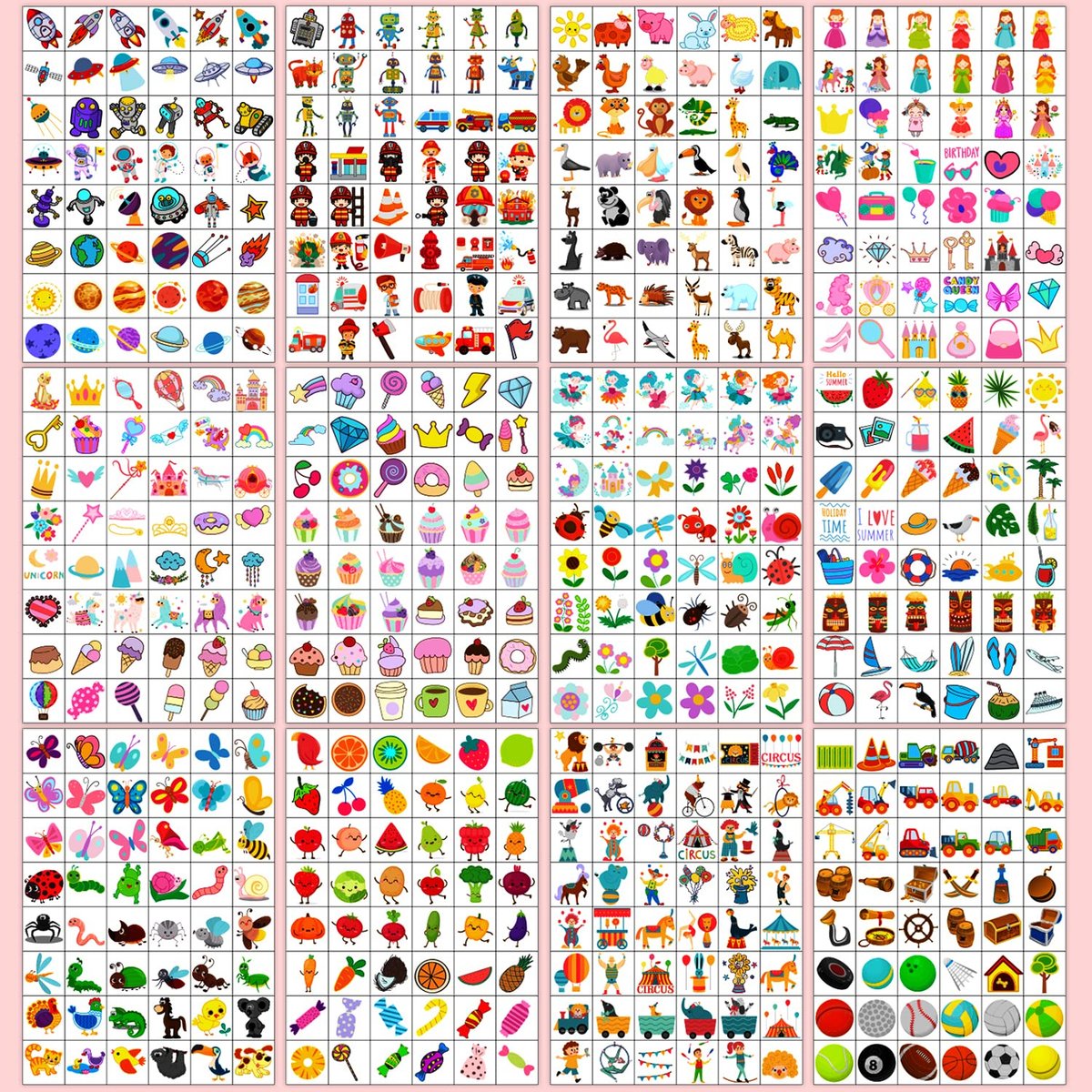 960 PCS Individually Wrapped Temporary Tattoos for Kids Bulk – Cute Fake Tattoo Stickers for Birthday Party Favors & Christmas Games (20 Sheets) Avelisse