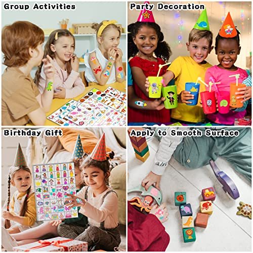 960 PCS Individually Wrapped Temporary Tattoos for Kids Bulk – Cute Fake Tattoo Stickers for Birthday Party Favors & Christmas Games (20 Sheets) Avelisse