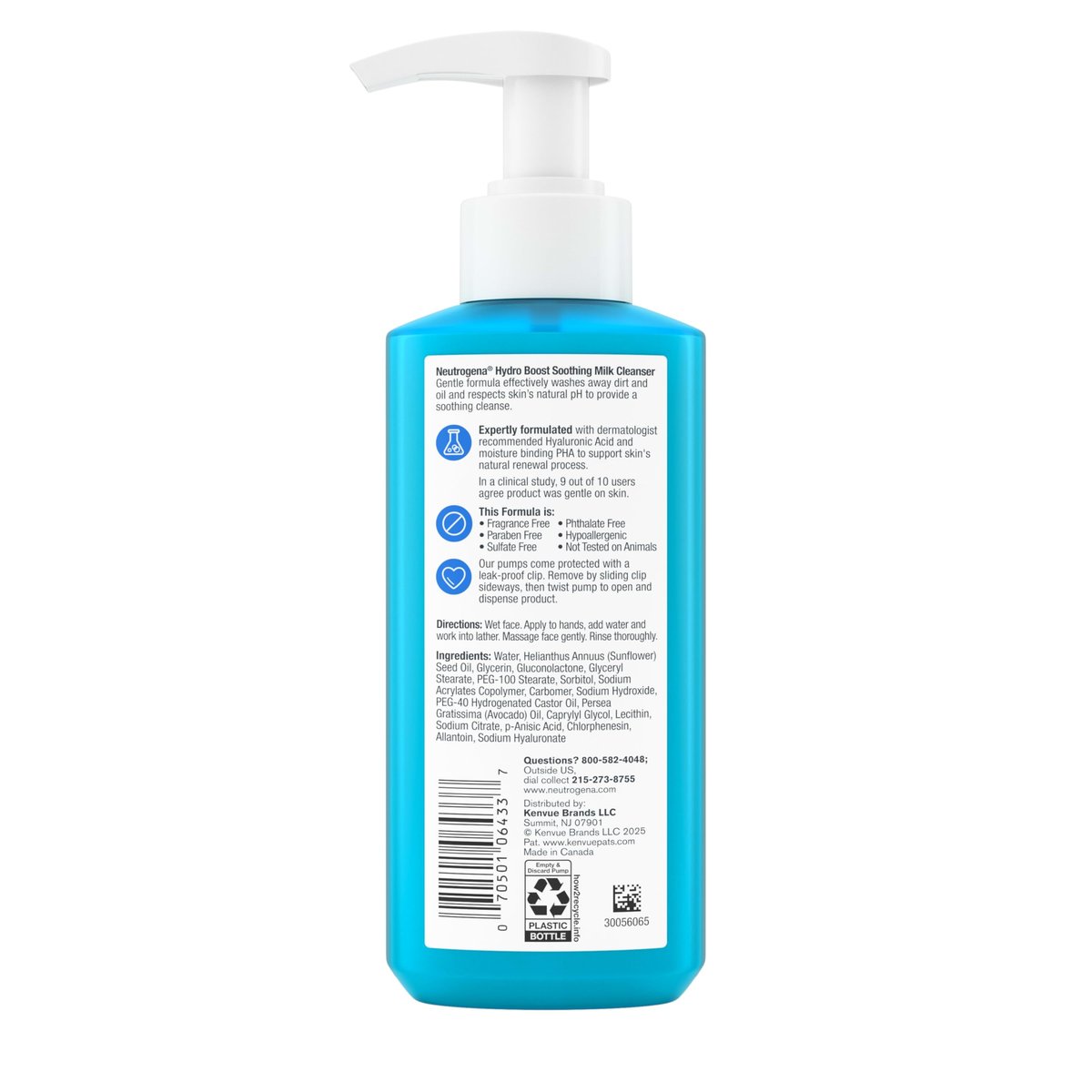 Neutrogena Hydro Boost Face Wash Soothing Milk Cleanser, Fragrance-Free Hydrating Facial Cleanser with Hyaluronic Acid for Sensitive Skin & Makeup Removal, 7.8 oz Avelisse