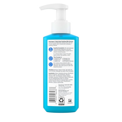 Neutrogena Hydro Boost Face Wash Soothing Milk Cleanser, Fragrance-Free Hydrating Facial Cleanser with Hyaluronic Acid for Sensitive Skin & Makeup Removal, 7.8 oz Avelisse