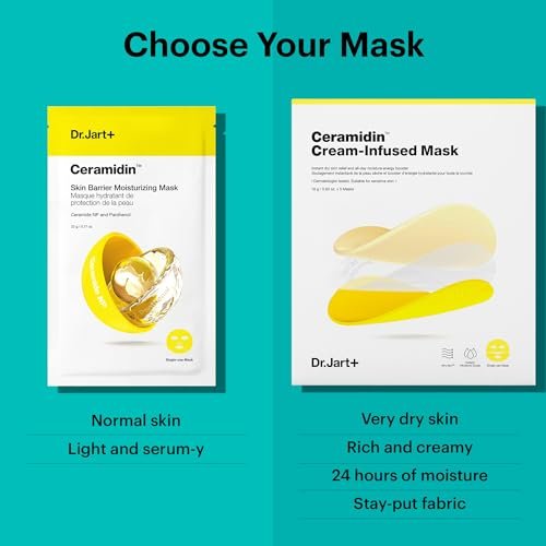 Dr.Jart+ Ceramidin Cream-Infused Korean Face Mask for Dry Skin with Ceramides and Panthenol – 1 Pack Avelisse