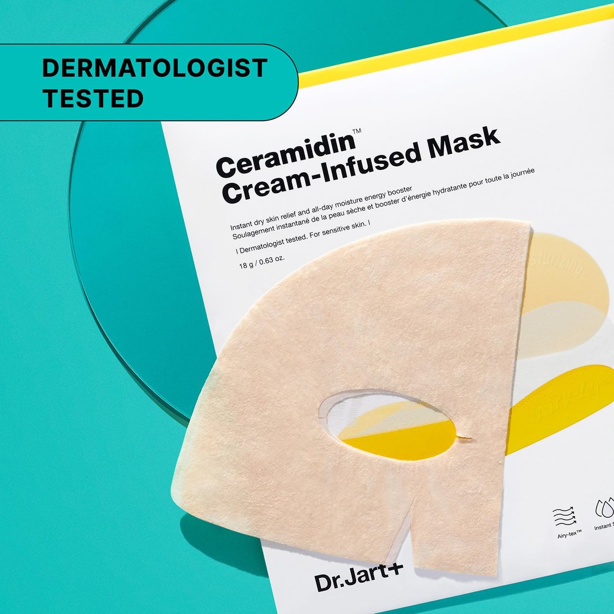 Dr.Jart+ Ceramidin Cream-Infused Korean Face Mask for Dry Skin with Ceramides and Panthenol – 1 Pack Avelisse