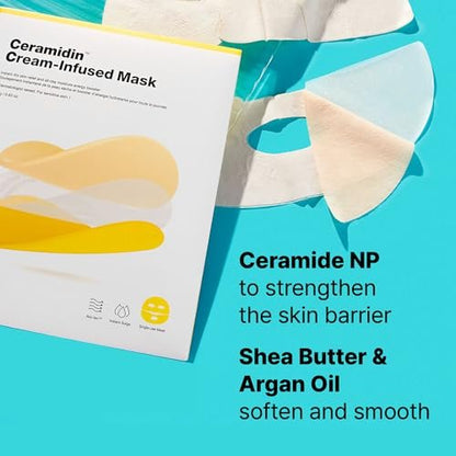 Dr.Jart+ Ceramidin Cream-Infused Korean Face Mask for Dry Skin with Ceramides and Panthenol – 1 Pack Avelisse