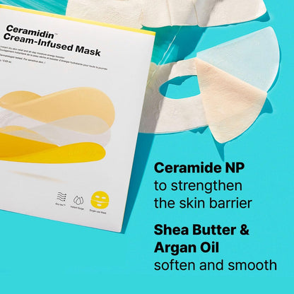 Dr.Jart+ Ceramidin Cream-Infused Korean Face Mask for Dry Skin with Ceramides and Panthenol – 1 Pack Avelisse