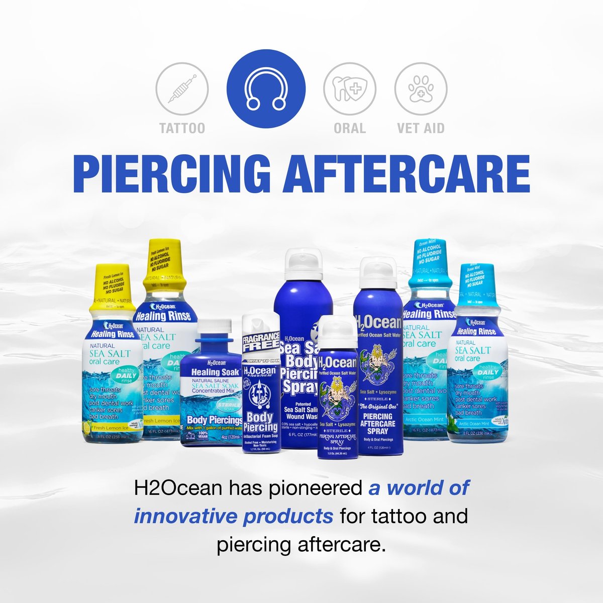 H2Ocean Healing Soak Piercing & Wound Sea Salt Bath - 4 oz Saline Solution for Body Piercing Aftercare Avelisse