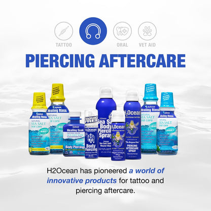 H2Ocean Healing Soak Piercing & Wound Sea Salt Bath - 4 oz Saline Solution for Body Piercing Aftercare Avelisse
