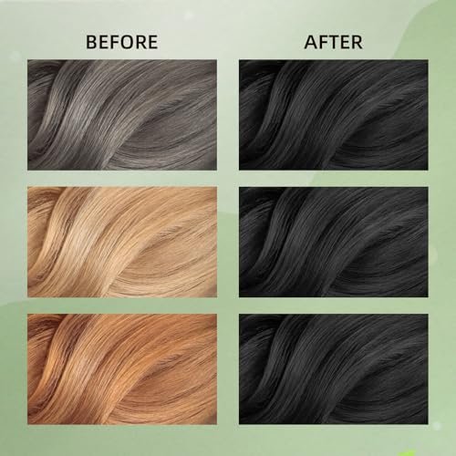 COSMTEK Black Hair Dye Shampoo - Semi-Permanent Herbal Color Shampoo for Women and Men, 100% Gray Coverage, No Ammonia, 13.5 fl oz Avelisse