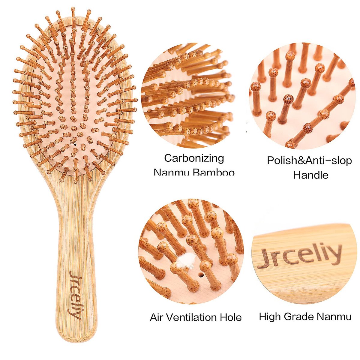 Natural Bamboo Hair Brush Set - 3 Pcs Wooden Paddle Detangling Brushes for Women, Curly, Thick, Fine Hair - görsel 13