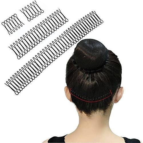 6-Piece U Shape Hair Finishing Fixer Comb Set - Stretchable Bobby Bangs Holder & Styling Tool for Women - Black Metal Hair Pins Avelisse