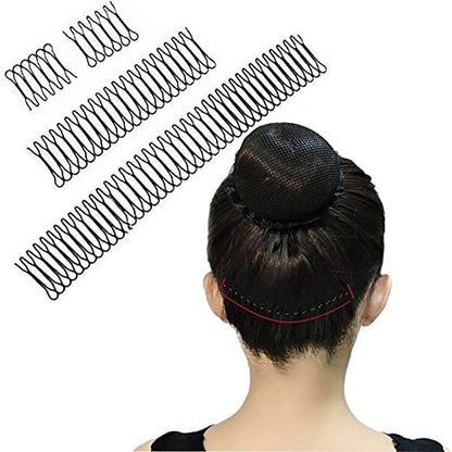 6-Piece U Shape Hair Finishing Fixer Comb Set - Stretchable Bobby Bangs Holder & Styling Tool for Women - Black Metal Hair Pins Avelisse