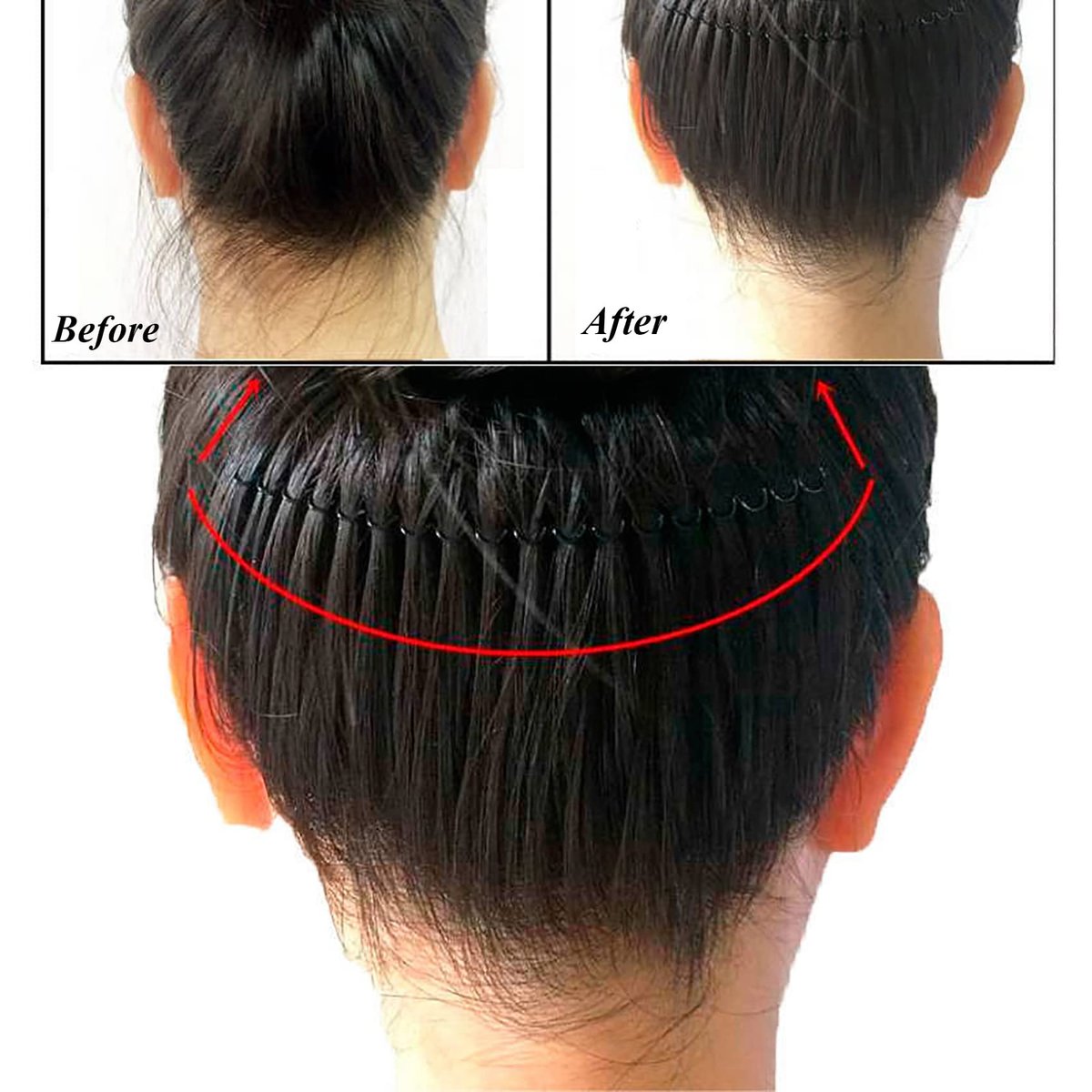 6-Piece U Shape Hair Finishing Fixer Comb Set - Stretchable Bobby Bangs Holder & Styling Tool for Women - Black Metal Hair Pins Avelisse