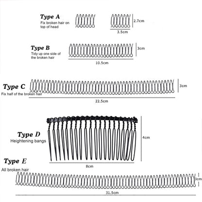 6-Piece U Shape Hair Finishing Fixer Comb Set - Stretchable Bobby Bangs Holder & Styling Tool for Women - Black Metal Hair Pins Avelisse