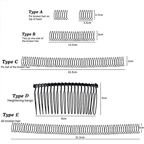6-Piece U Shape Hair Finishing Fixer Comb Set - Stretchable Bobby Bangs Holder & Styling Tool for Women - Black Metal Hair Pins Avelisse