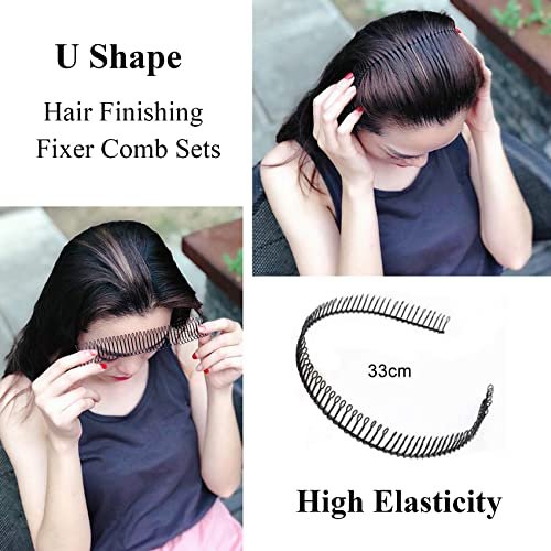 6-Piece U Shape Hair Finishing Fixer Comb Set - Stretchable Bobby Bangs Holder & Styling Tool for Women - Black Metal Hair Pins Avelisse