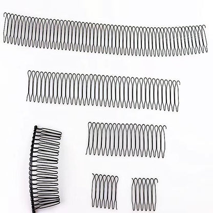 6-Piece U Shape Hair Finishing Fixer Comb Set - Stretchable Bobby Bangs Holder & Styling Tool for Women - Black Metal Hair Pins Avelisse