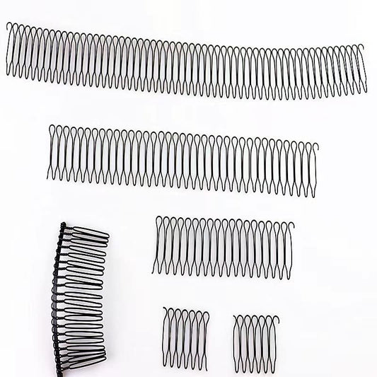 6-Piece U Shape Hair Finishing Fixer Comb Set - Stretchable Bobby Bangs Holder & Styling Tool for Women - Black Metal Hair Pins Avelisse