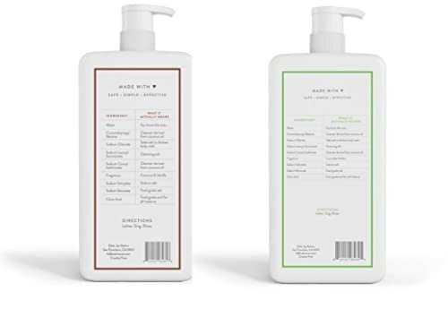 Native Body Wash Bundle: Coconut & Vanilla + Cucumber & Mint - 36 oz Bottles with Pump (Pack of 2) Avelisse