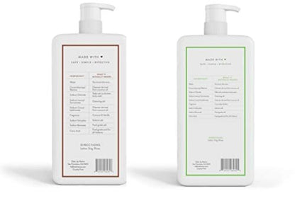 Native Body Wash Bundle: Coconut & Vanilla + Cucumber & Mint - 36 oz Bottles with Pump (Pack of 2) Avelisse