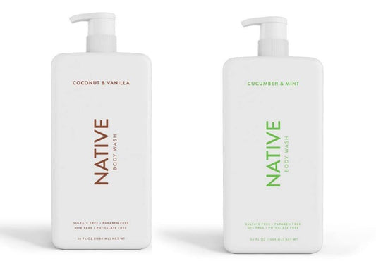 Native Body Wash Bundle: Coconut & Vanilla + Cucumber & Mint - 36 oz Bottles with Pump (Pack of 2) Avelisse