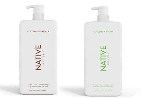 Native Body Wash Bundle: Coconut & Vanilla + Cucumber & Mint - 36 oz Bottles with Pump (Pack of 2) Avelisse