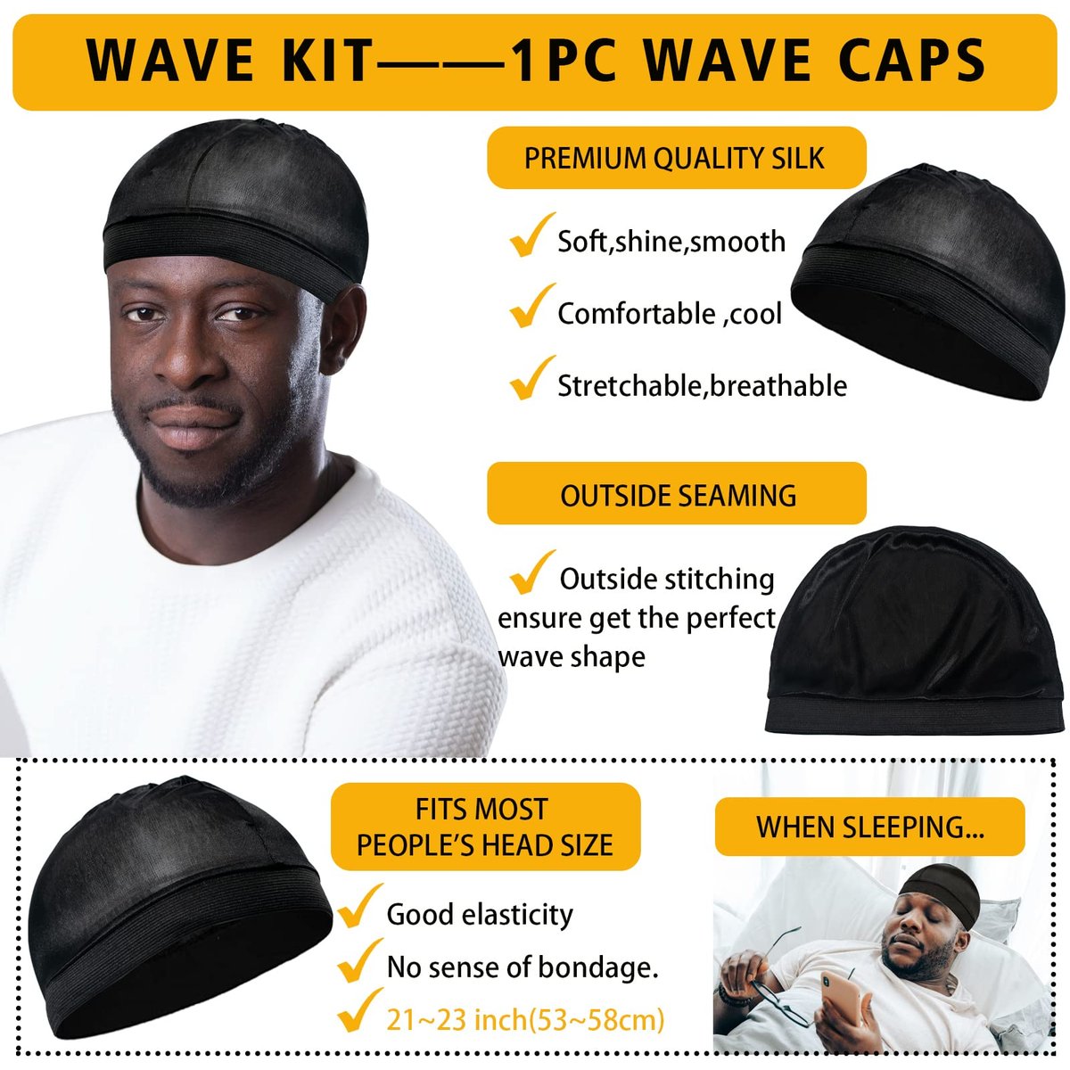 Goiple Wave Pomade for Men - Strong Hold, Easy Wash 360 Wave Training Hair Cream with Silky Durag Cap Set Avelisse