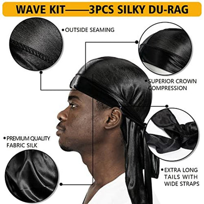 Goiple Wave Pomade for Men - Strong Hold, Easy Wash 360 Wave Training Hair Cream with Silky Durag Cap Set Avelisse