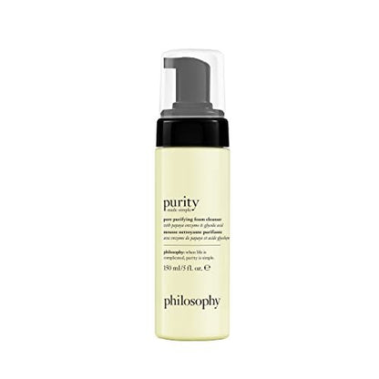 philosophy purity made simple pore purifying foaming facial cleanser - with papaya enzyme & glycolic acid - face wash removes dirt and impurities from pores - 5 fl oz Avelisse