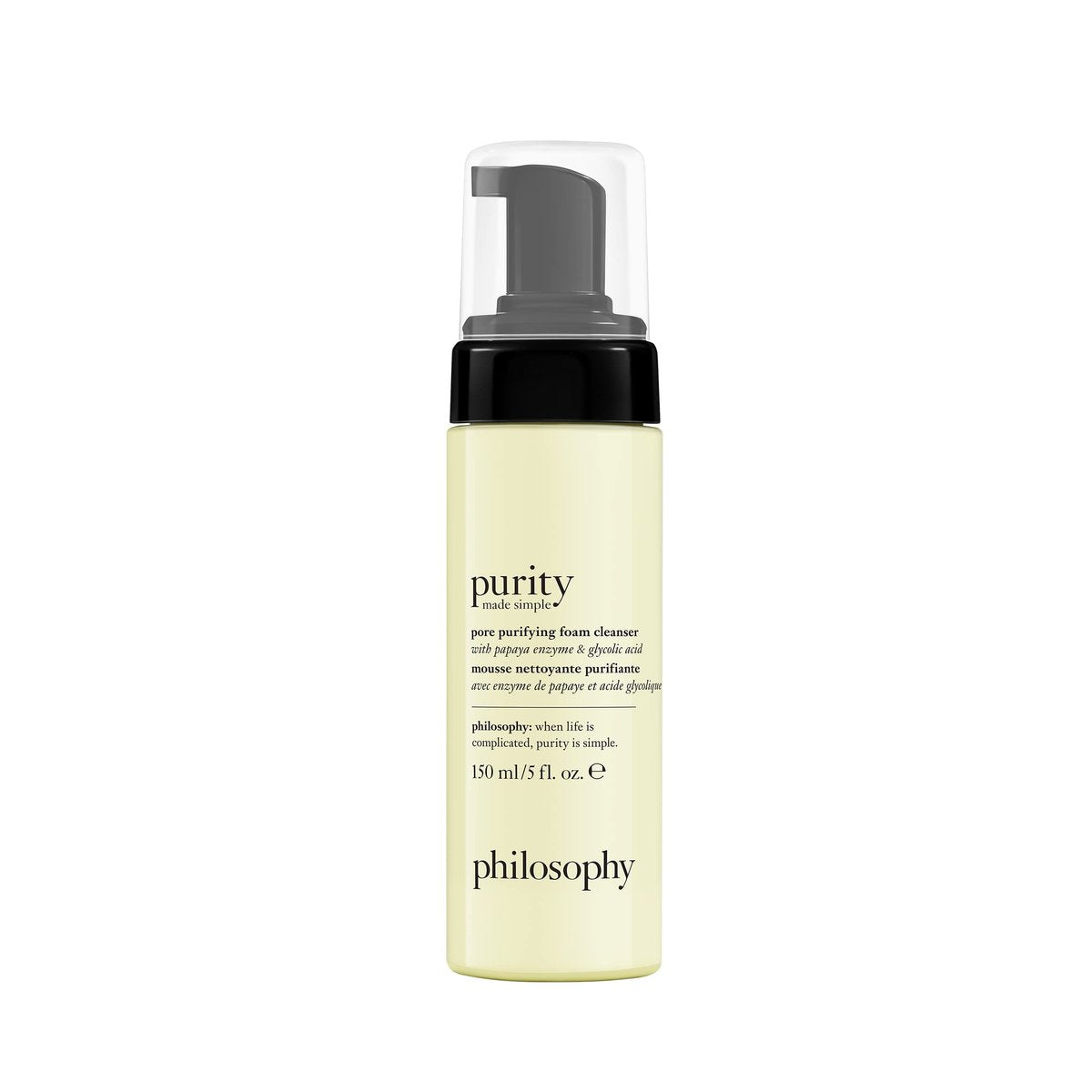 philosophy purity made simple pore purifying foaming facial cleanser - with papaya enzyme & glycolic acid - face wash removes dirt and impurities from pores - 5 fl oz Avelisse