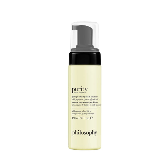 philosophy purity made simple pore purifying foaming facial cleanser - with papaya enzyme & glycolic acid - face wash removes dirt and impurities from pores - 5 fl oz Avelisse