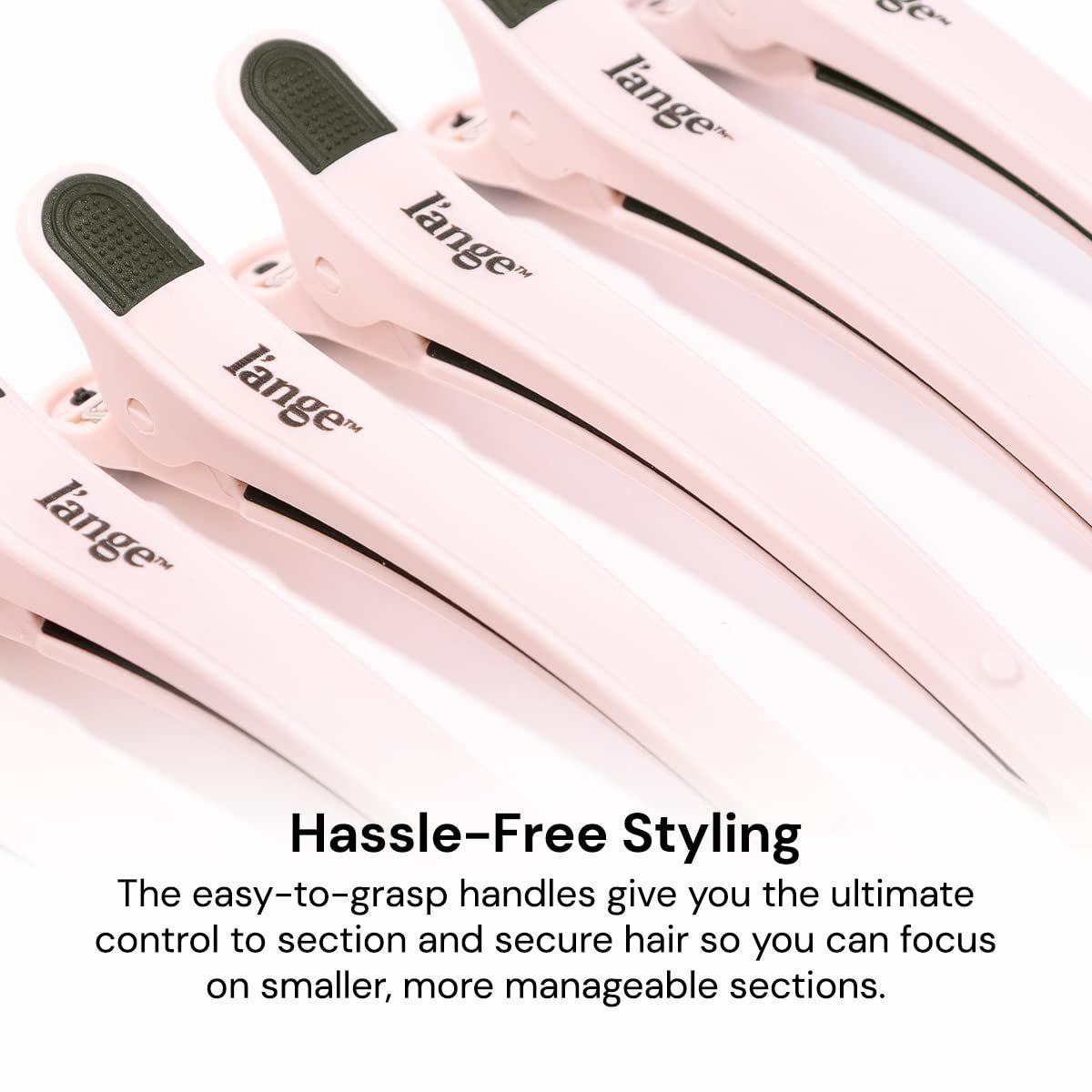 L'ANGE HAIR Rubber Sectioning Hair Clips - Narrow-Tipped Design for Parting & Sectioning - Easy Grip Handles - Professional Styling Results - 6-Pack (Blush) Avelisse