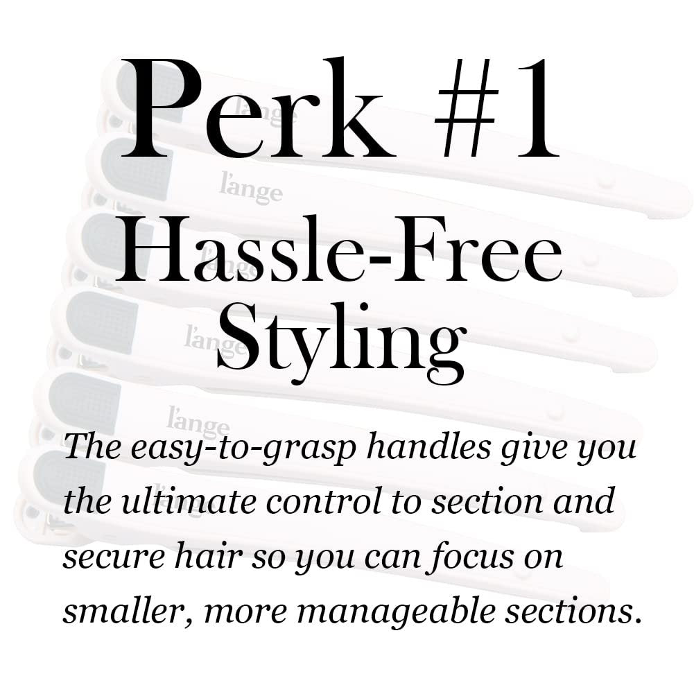 L'ANGE HAIR Rubber Sectioning Hair Clips - Narrow-Tipped Design for Parting & Sectioning - Easy Grip Handles - Professional Styling Results - 6-Pack (Blush) Avelisse