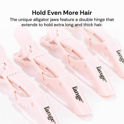 L’ange Alligator Hair Clips – Wide Teeth, Double-Hinged Design for Sectioning & Securing Hair – Professional Styling Results – 4-Pack (Blush)