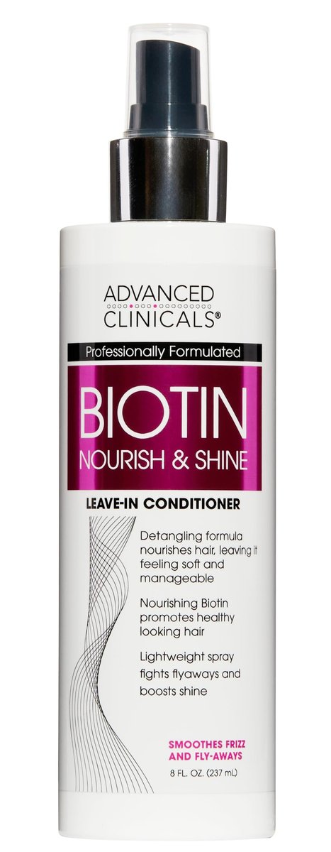 Advanced Clinicals Biotin Thicken & Shine Hair Spray Leave-In Treatment, Nourishing Detangling Formula for Fine, Damaged, or Frizz Prone Hair, Supports Scalp Health for Strong Thick Hair, 8 Fl Oz - görsel 1
