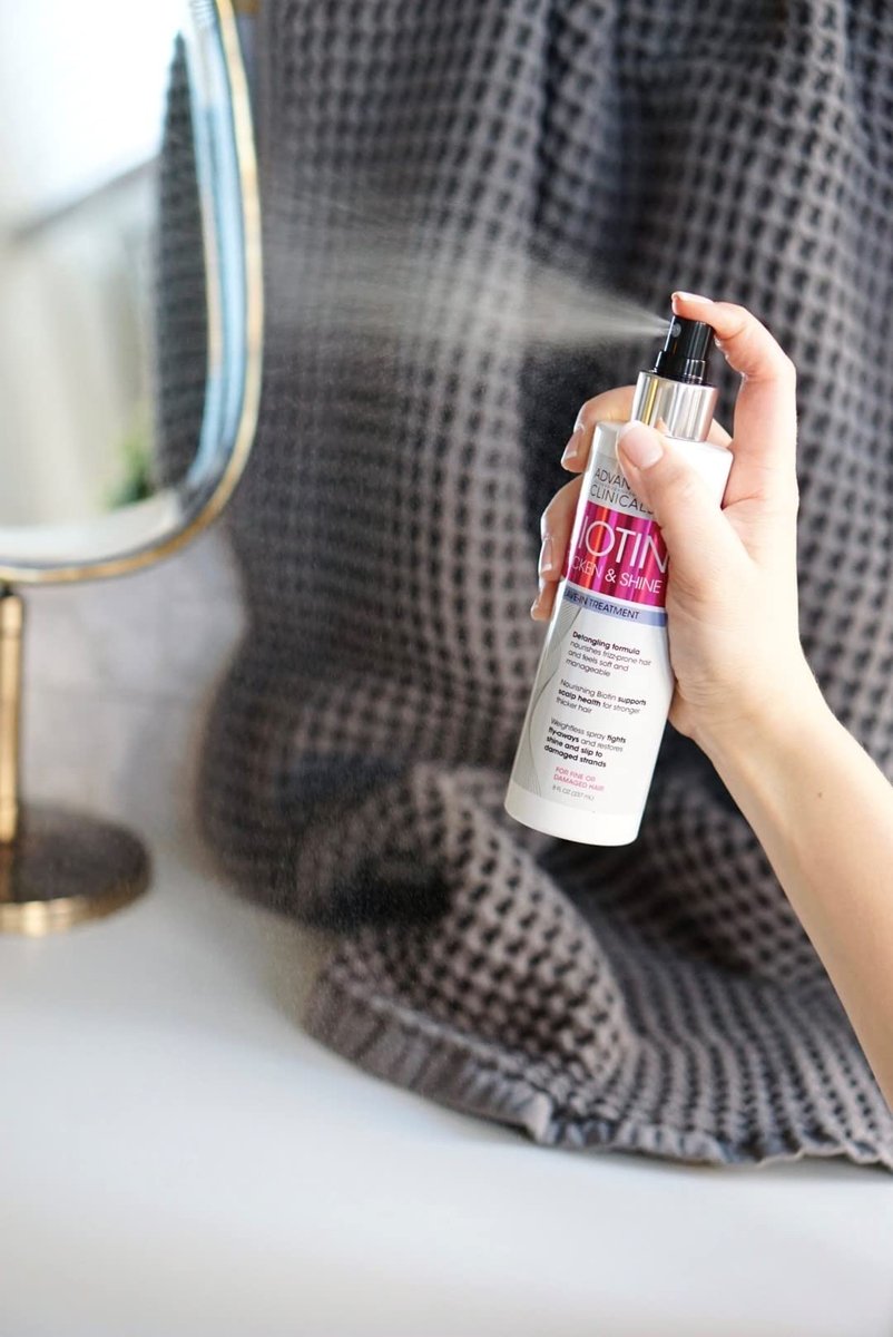 Advanced Clinicals Biotin Thicken & Shine Hair Spray Leave-In Treatment, Nourishing Detangling Formula for Fine, Damaged, or Frizz Prone Hair, Supports Scalp Health for Strong Thick Hair, 8 Fl Oz - görsel 13