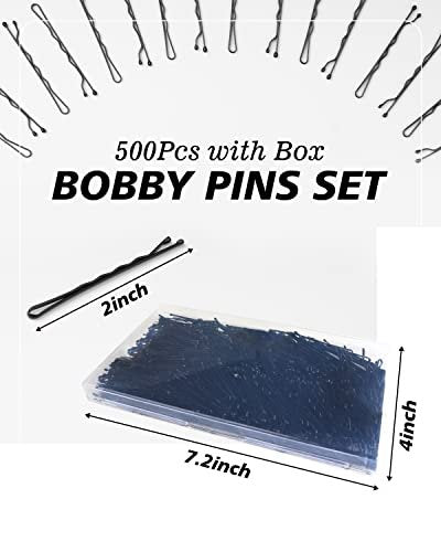 DF DUALFERV Bobby Pins – 500 Pack, 2 Inch, Secure Hold, Black Hair Clips for Women & Girls - görsel 4