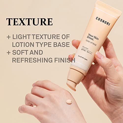 COSNORI Your Skin Dress Tone up Base – Porcelain – Concealing Pores & Blemishes – Tone Correcting Makeup Base with Niacinamide – 1.69 fl.oz Avelisse