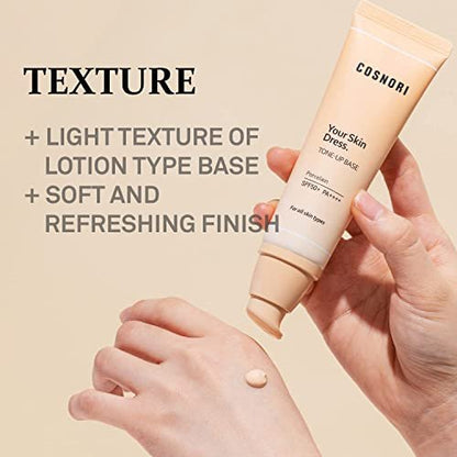 COSNORI Your Skin Dress Tone up Base – Porcelain – Concealing Pores & Blemishes – Tone Correcting Makeup Base with Niacinamide – 1.69 fl.oz Avelisse