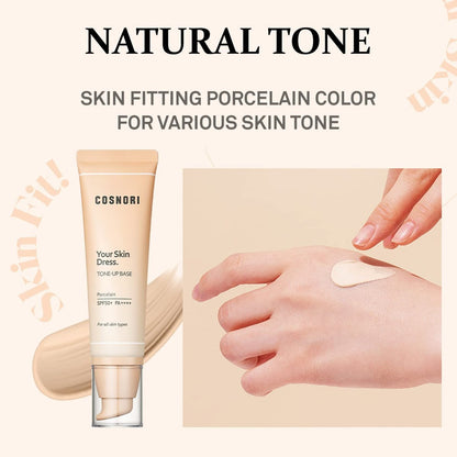 COSNORI Your Skin Dress Tone up Base – Porcelain – Concealing Pores & Blemishes – Tone Correcting Makeup Base with Niacinamide – 1.69 fl.oz Avelisse
