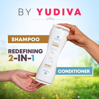 YUDIVA 2-in-1 Shea Butter Shampoo & Conditioner Set with Travel Bag – 15.2 Fl Oz for All Hair Types