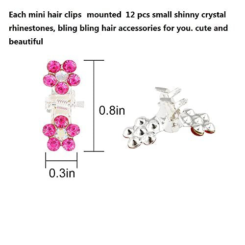 65-Pack Mini Claw Clips with No-Slip Grip - Glitter and Rhinestone Hair Accessories in Mixed Colors, Metal Clamps for Girls and Women - görsel 12