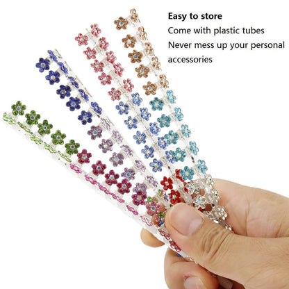 65-Pack Mini Claw Clips with No-Slip Grip - Glitter and Rhinestone Hair Accessories in Mixed Colors, Metal Clamps for Girls and Women