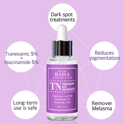 Cos De BAHA Tranexamic Acid 5% Serum – Niacinamide 5%, Hyaluronic Acid & Aloe for Brightening, Dark Spots & Uneven Tone, Melasma Remover (60 ml / 2 Fl Oz) Avelisse