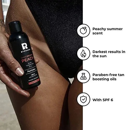 BYROKKO Shine Brown Premium Tanning Accelerator with Peach Oil, Almond Oil & Vitamin E – 5.07 Fl Oz (150 ml) for Sunbed & Outdoor Tanning Avelisse